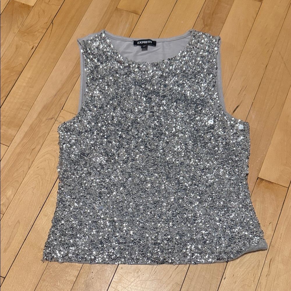 Express Silver Sequin Tank Top